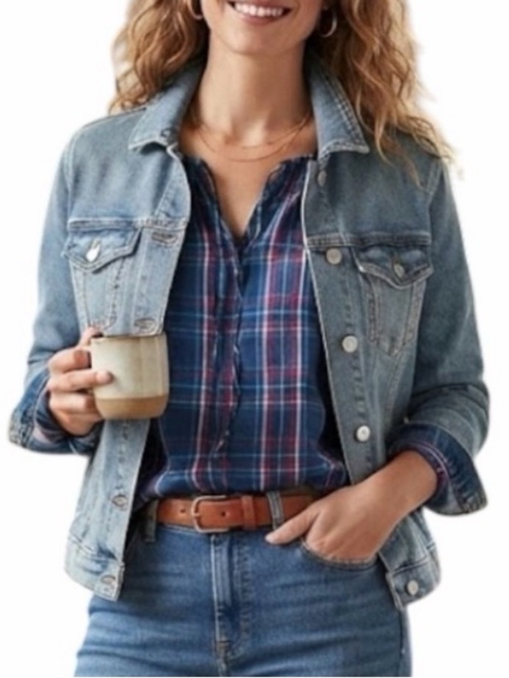 NWT GAP Western Y2K Plaid Tie Front Drawstring Keyhole Blouse Blue Red Small